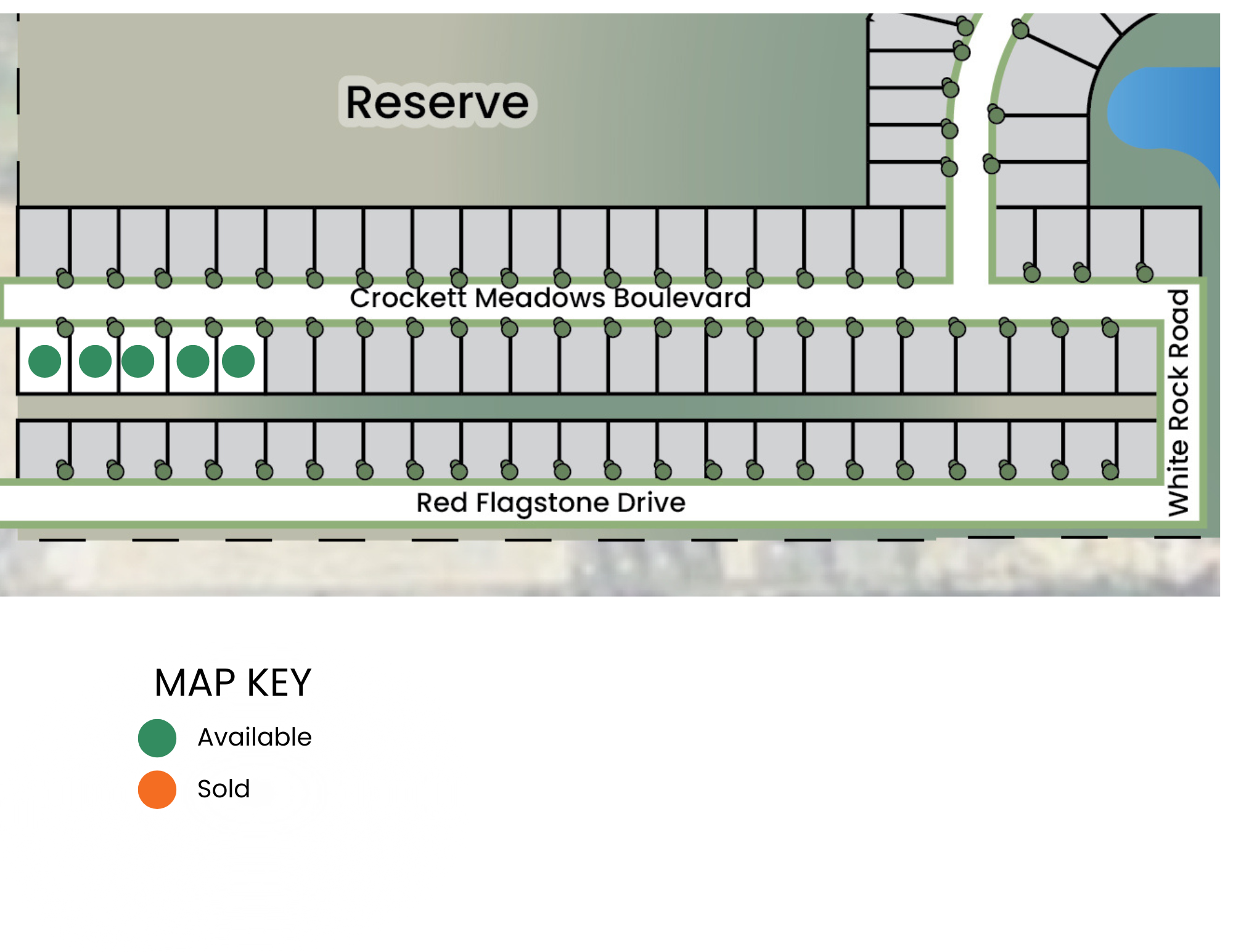 Site map of Alta Homes subdivision showing available lots and home sites