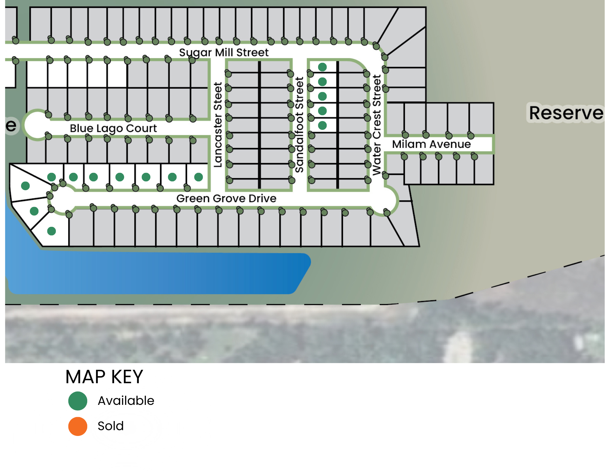 Site map of Alta Homes subdivision showing available lots and home sites